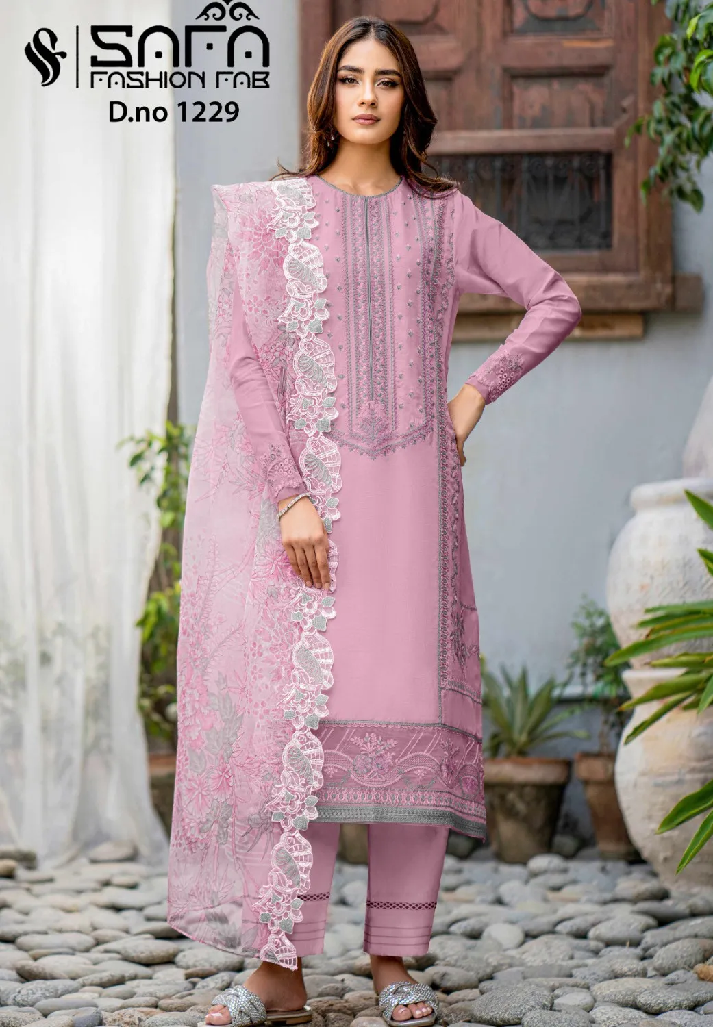 Safa Fashion Fab 1229 Organza Wholesale Pakistani Salwar Suit Collection