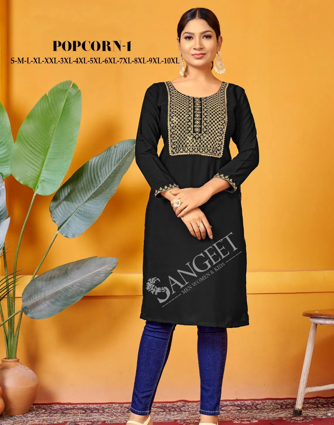 Sangeet Popcorn 1001 Series Embroidered Wholesale Kurtis Collection