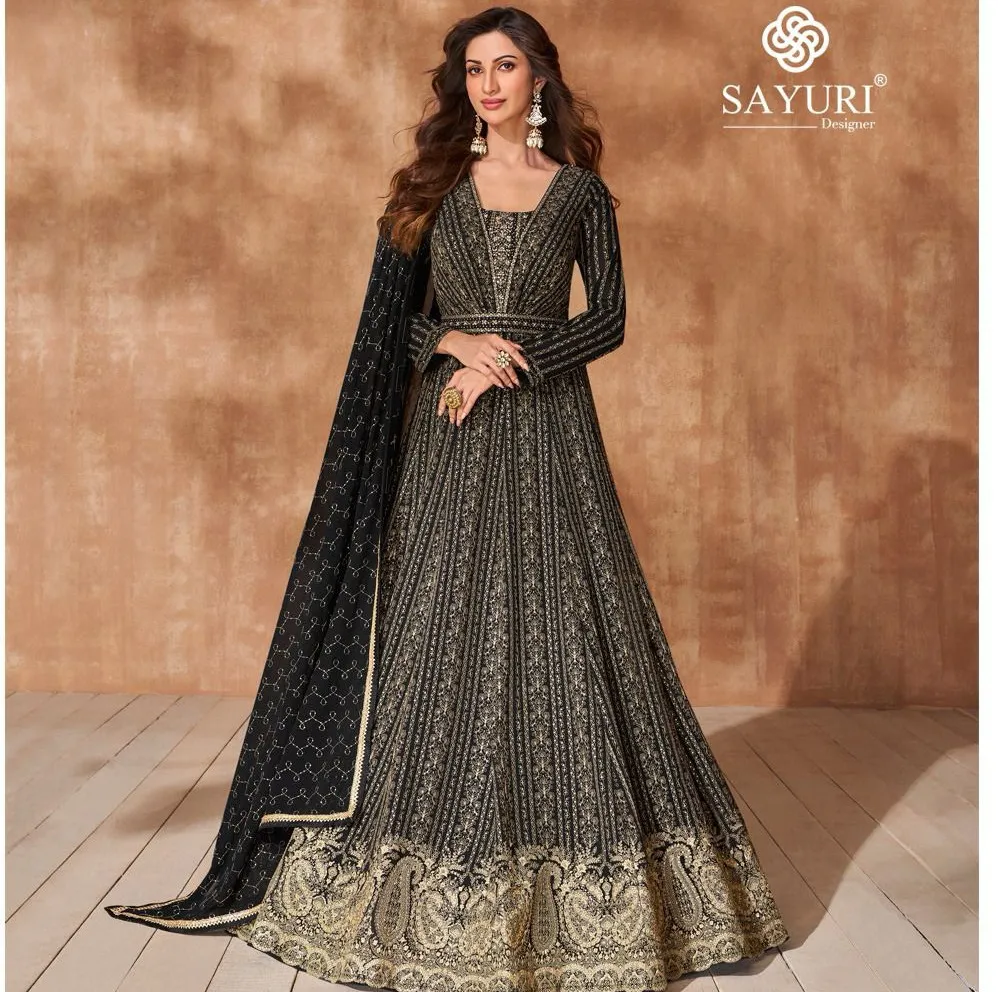 Sayuri Mahira Georgette Wholesale Designer Gown with Dupatta Collection