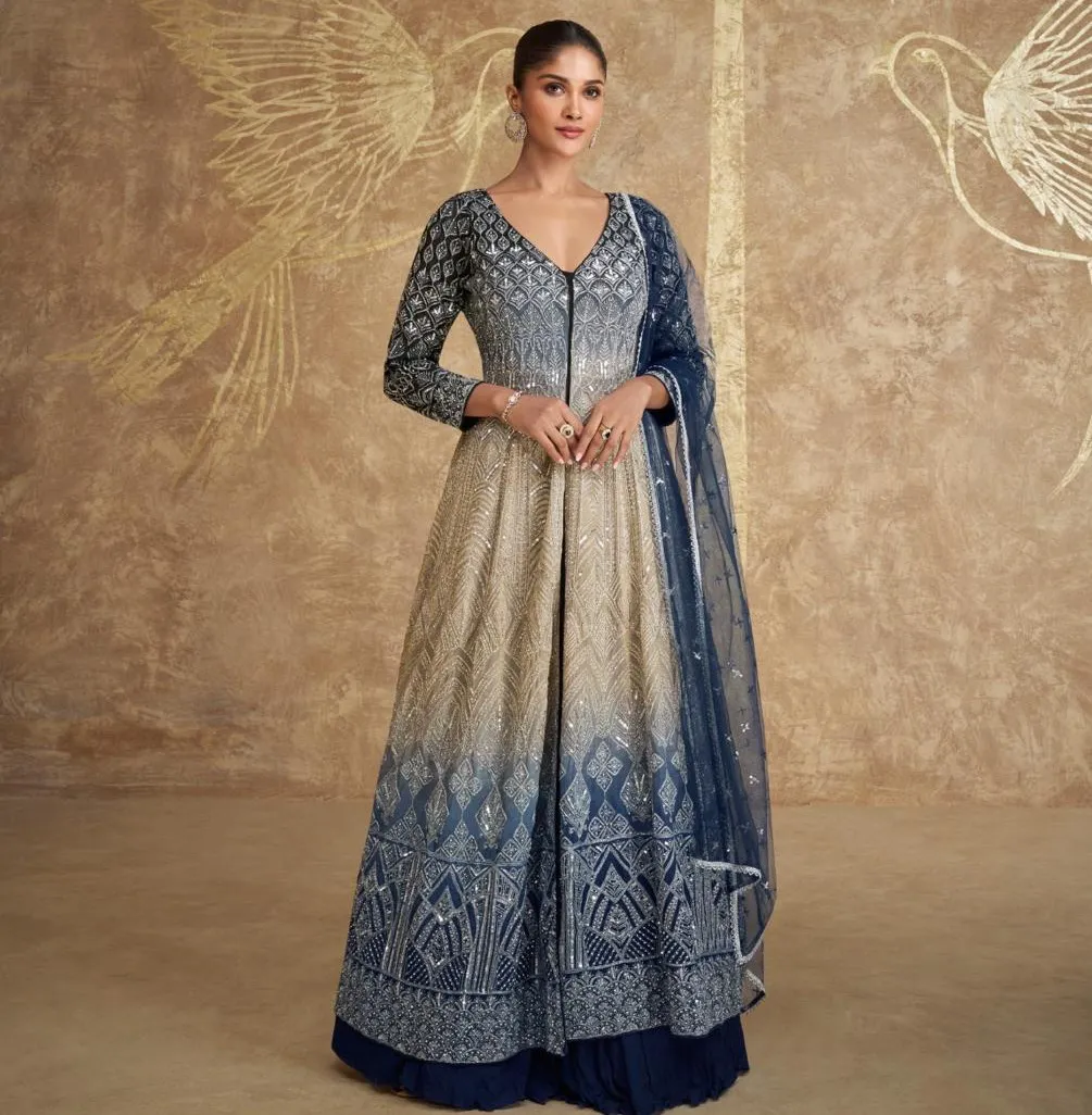 Sayuri Sawaria Georgette Wholesale Designer Gown with Dupatta Collection