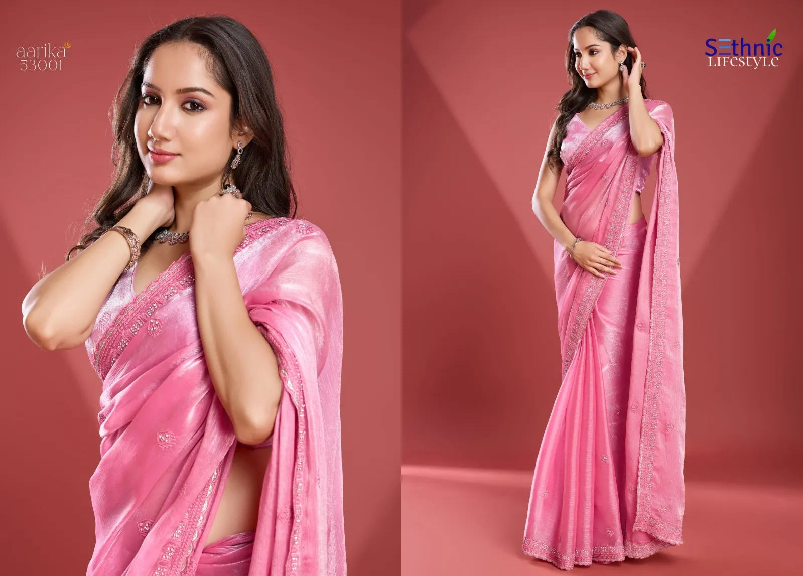 Sethnic Aarika Soft Tissue Burberry Wholesale Fancy Saree Collection - Image 2