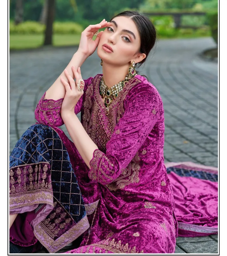 Shraddha Noor Velvet Wholesale Designer Winter Salwar Suit Collection