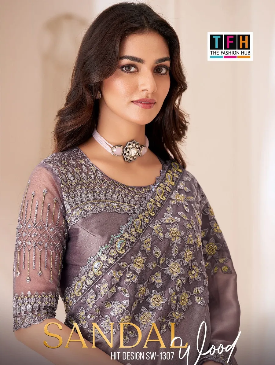 Tfh 1307 Colours Satin Georgette Wholesale Designer Sarees Collection
