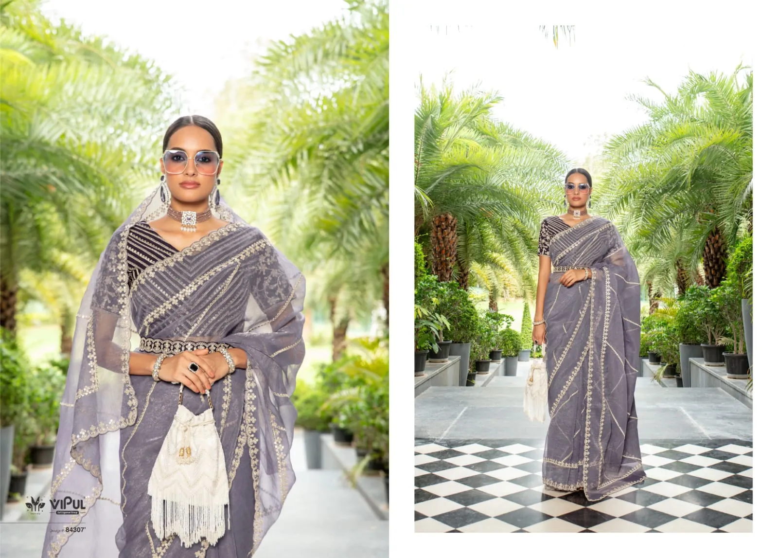 Vipul Swara Chiffon Wholesale Fancy Sarees Collection — Wholesale Sarees, Vipul wholesale from Surat — view 2