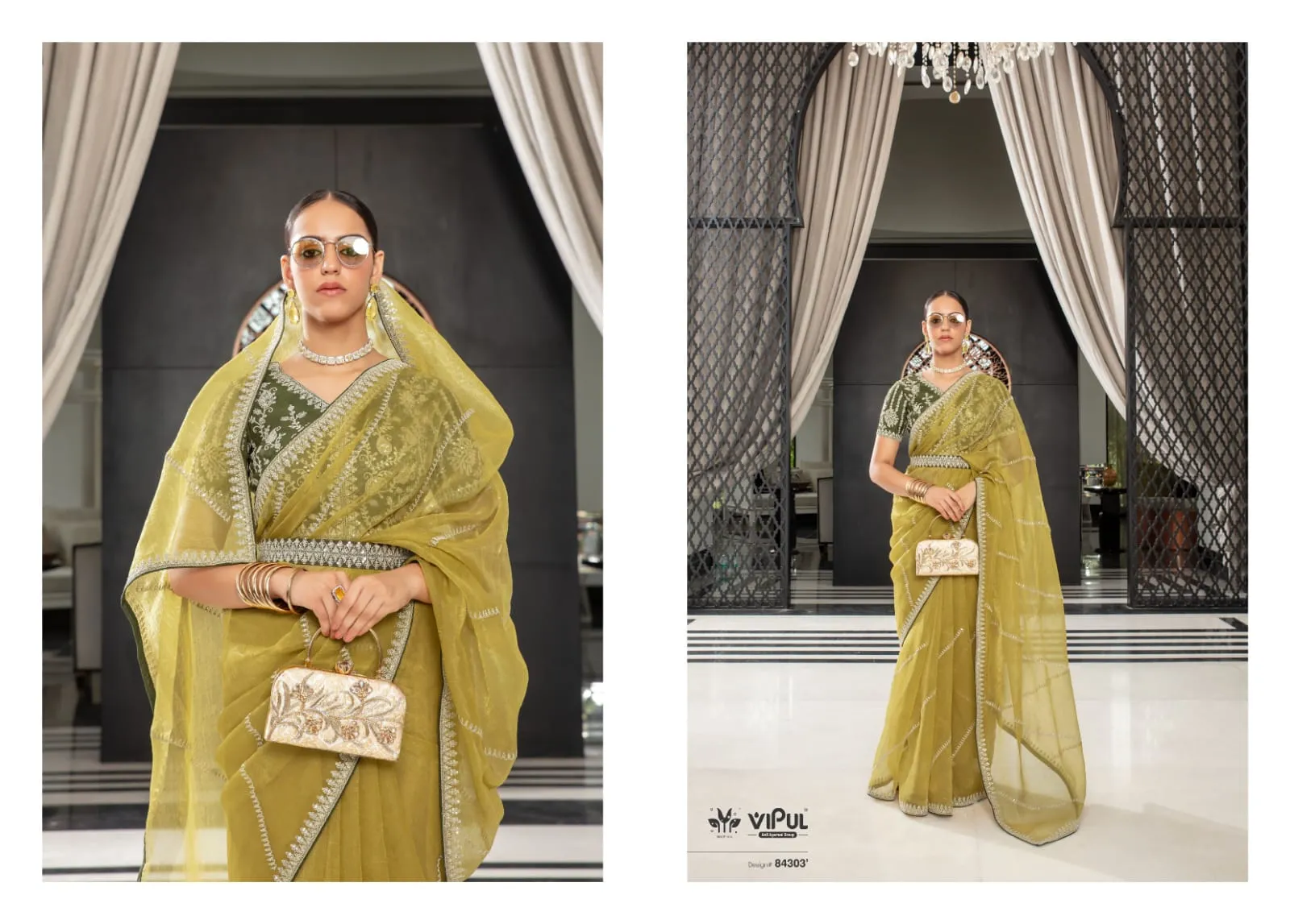 Vipul Swara Chiffon Wholesale Fancy Sarees Collection — Wholesale Sarees, Vipul wholesale from Surat — view 3
