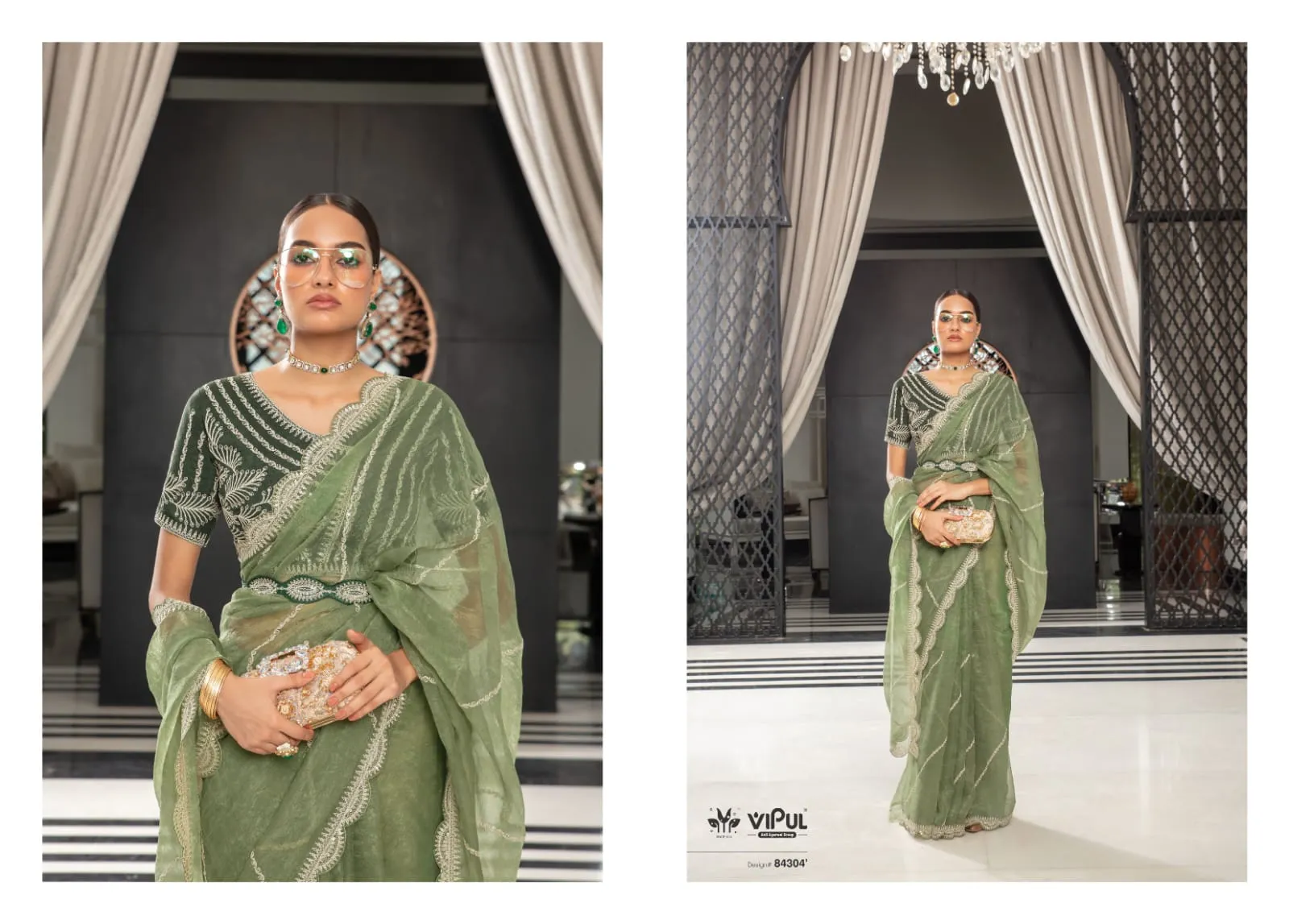 Vipul Swara Chiffon Wholesale Fancy Sarees Collection — Wholesale Sarees, Vipul wholesale from Surat — view 5