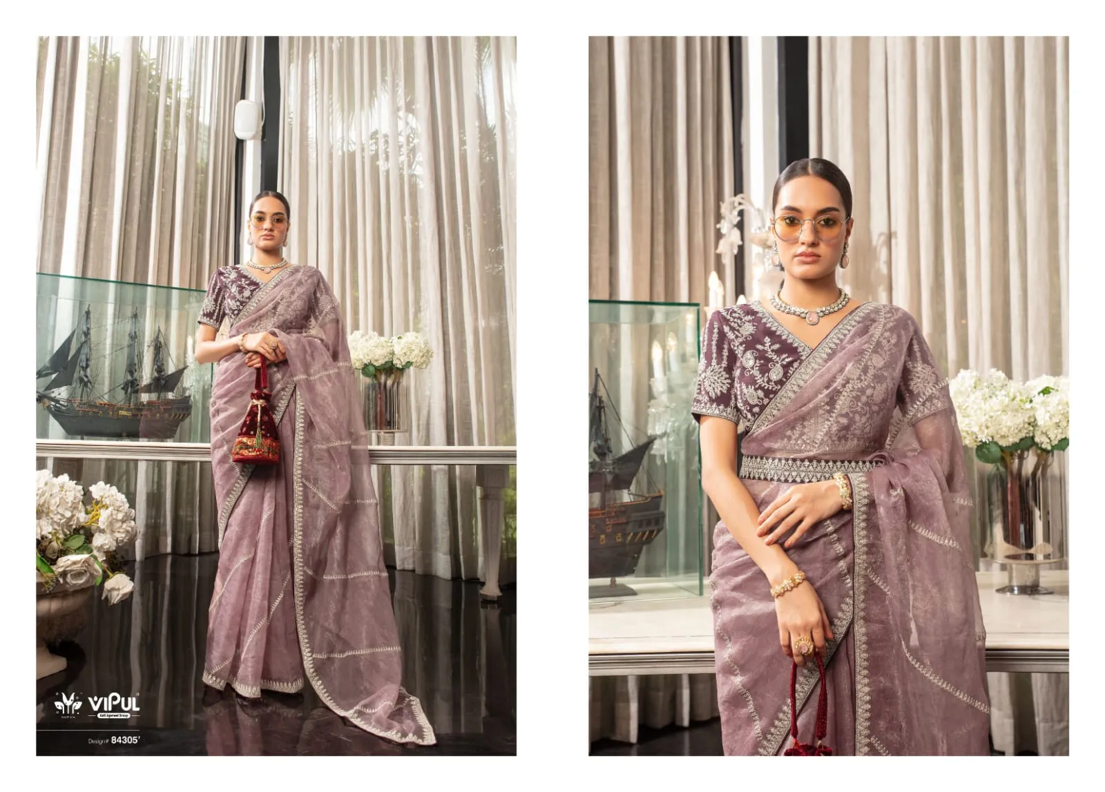Vipul Swara Chiffon Wholesale Fancy Sarees Collection — Wholesale Sarees, Vipul wholesale from Surat — view 8