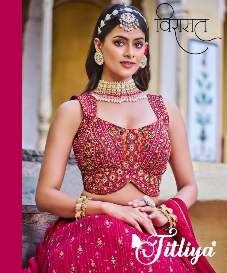 Virasat Titliya Heavy Pure Chinon Wholesale Lehenga Collection