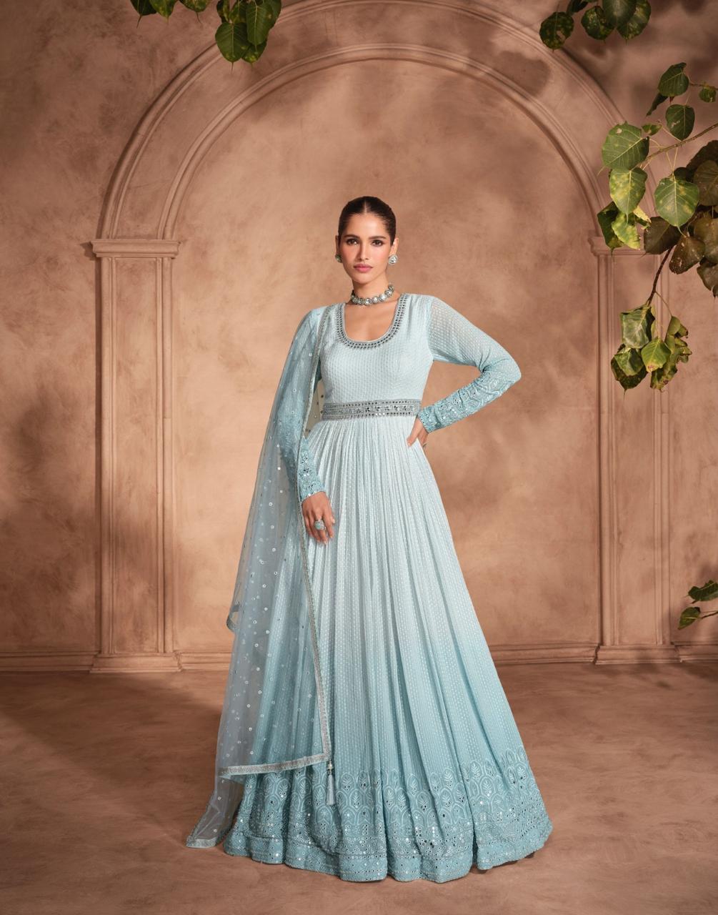 Sayuri Designer Izhaar Georgette Anarkali Wholesale Gown Catalog