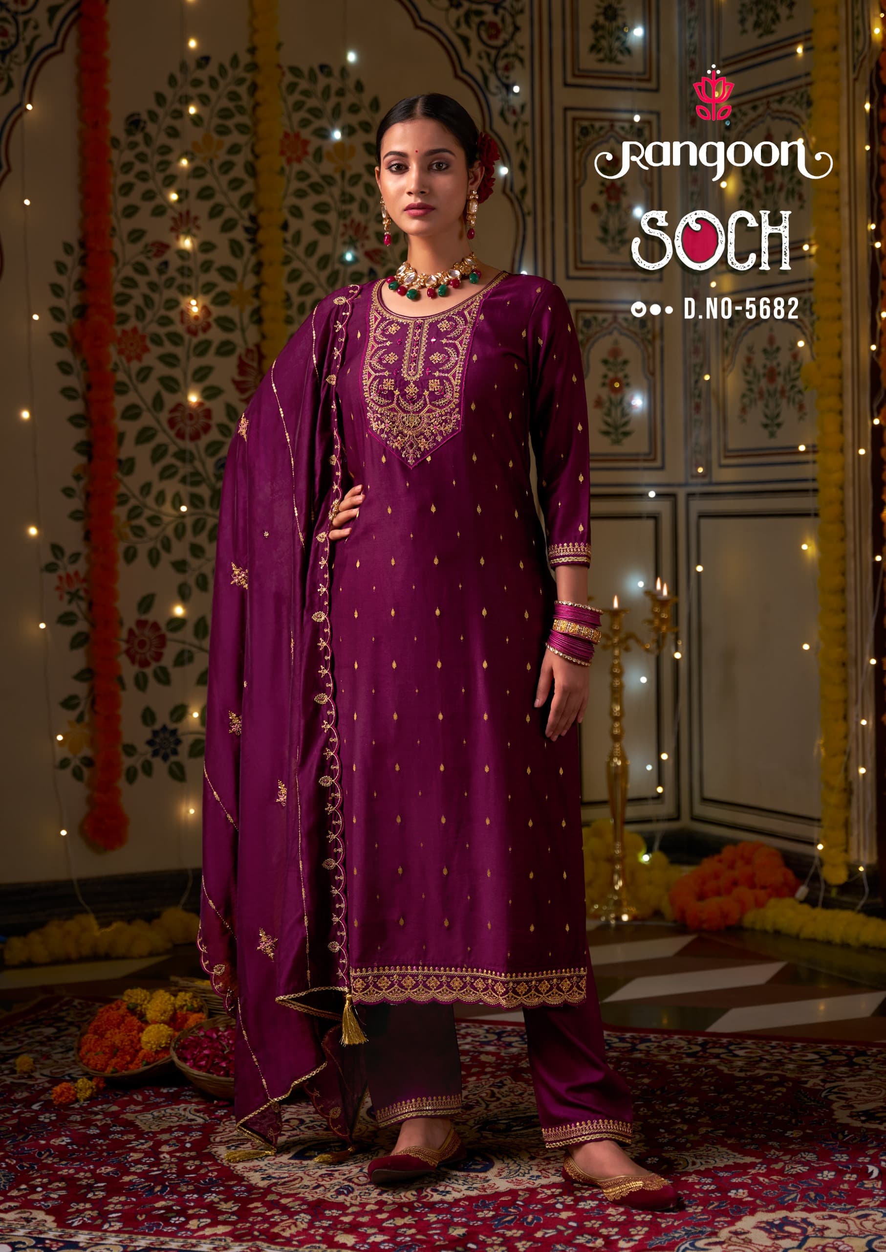 Rangoon Soch Viscose With Fancy Embrodery Work Wholesale Readymade Salwar Suits Catalog - Image 4