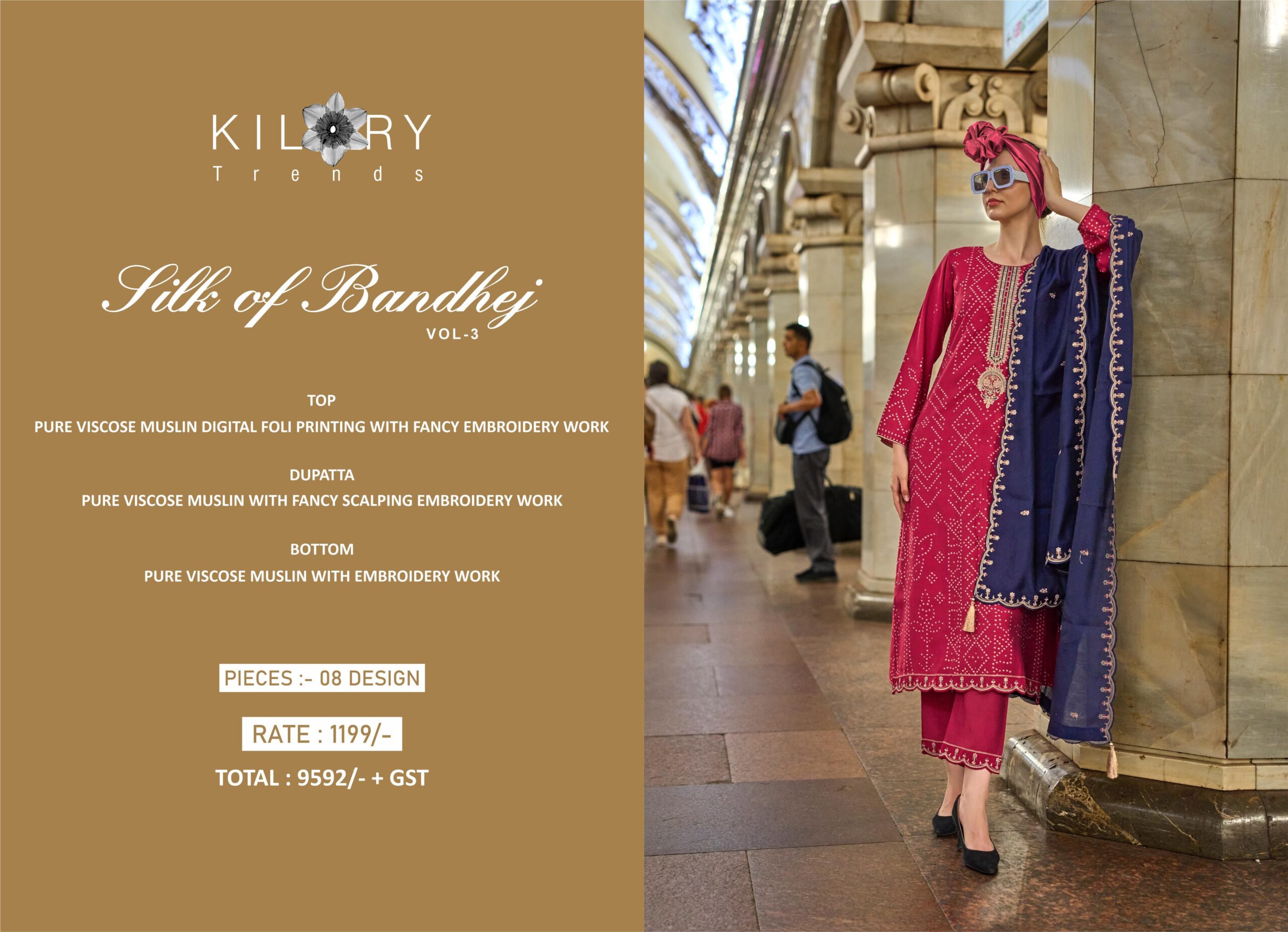 Kilory Silk Of Bandhej Vol 3 Pure Muslin Digital Printed Wholesale Salwar Suits Collection - Image 10