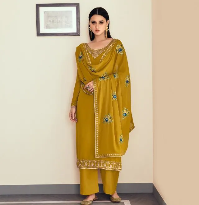 Aashirwad Sunehri Georgette Wholesale Designer Salwar Suit Collection