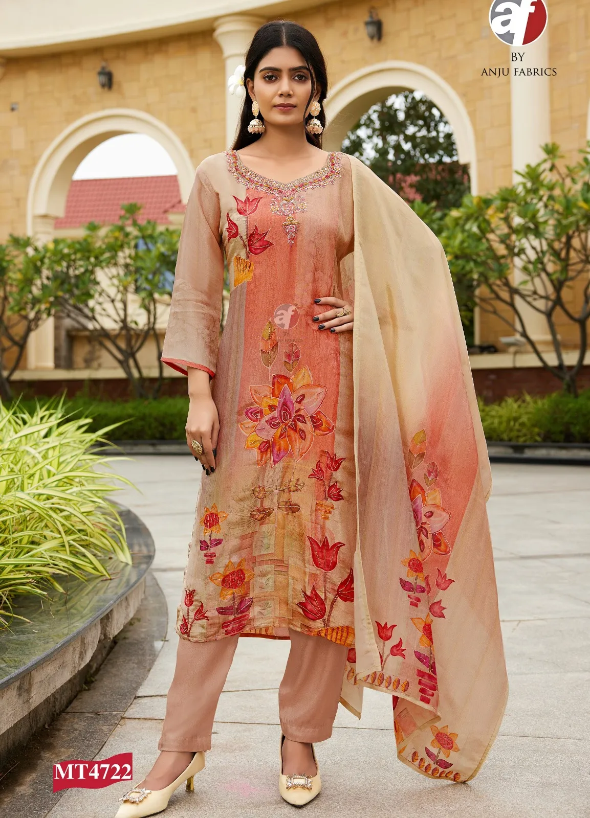 Af Mt4722 Tissue Shimmer Wholesale Digital Printed Kurta Set Catalog