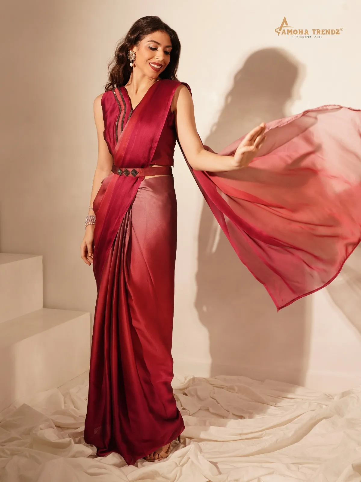 Amoha 101139 Ready To Wear Sarees With Fancy Blouse - Image 2