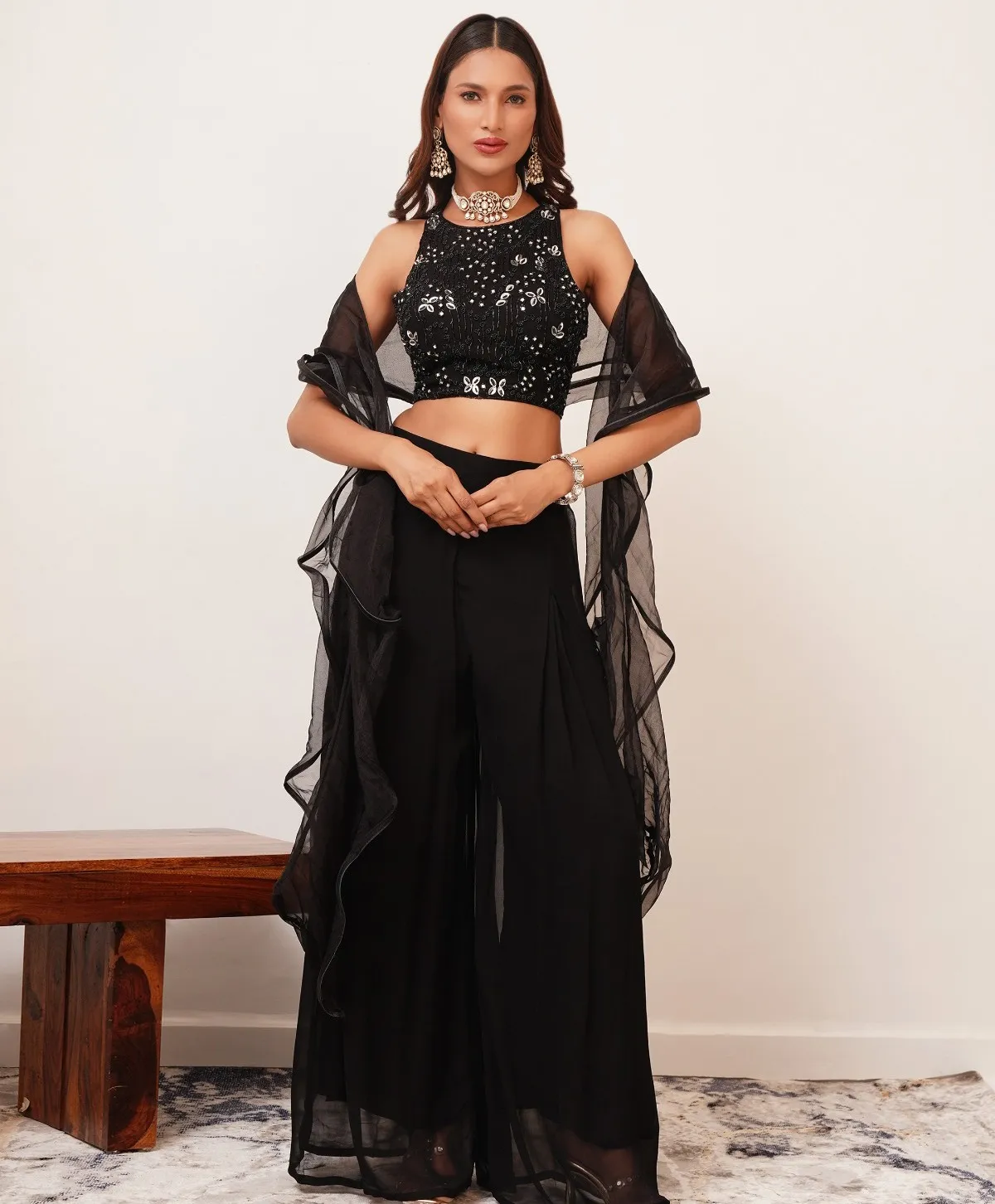 Amoha C2061 Imported Georgette Wholesale Designer Readymade Crop Top Collection