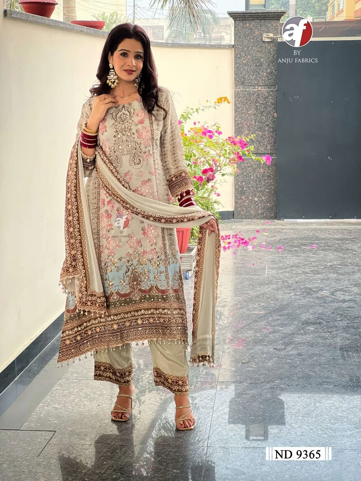 Anju Fabrics D No 9365 Tale Cut Pattern Kurti With Bottom And Dupatta Set — Wholesale Readymade Suit, Anju fabric wholesale from Surat - Gallery Image 2