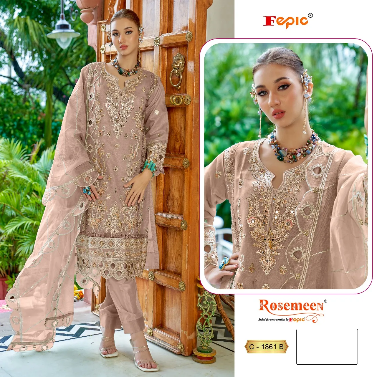 Fepic 1861 Shimmer Vichitra Wholesale Pakistani Salwar Suit Collection - Image 2
