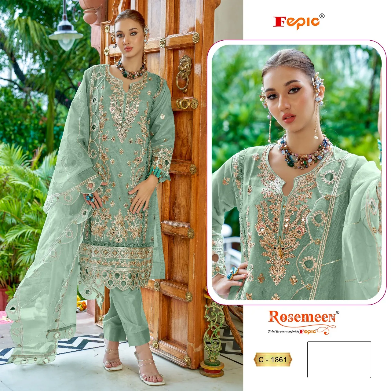 Fepic 1861 Shimmer Vichitra Wholesale Pakistani Salwar Suit Collection - Image 3