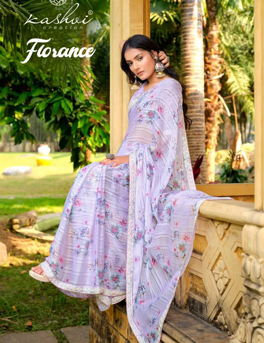 Kashvi Creation Florance Digital Print Wholesale Fancy Sarees Collection
