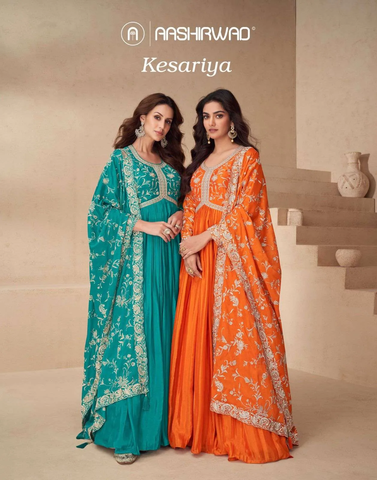 kesariya Aashirwad Designer Chinon Designer Salwar Suits Catalog