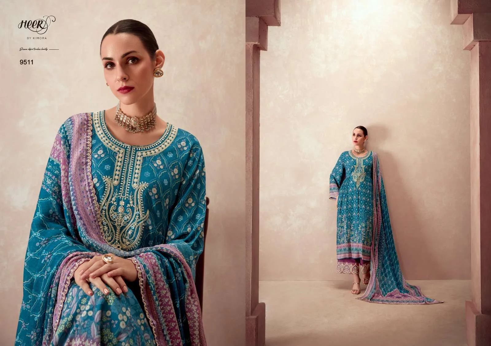 Kimora Fashion Heer Elaheh Pashmina Digital Print With Designer Catalog — Wholesale Dress Material, Kimora wholesale from Surat - Gallery Image 5