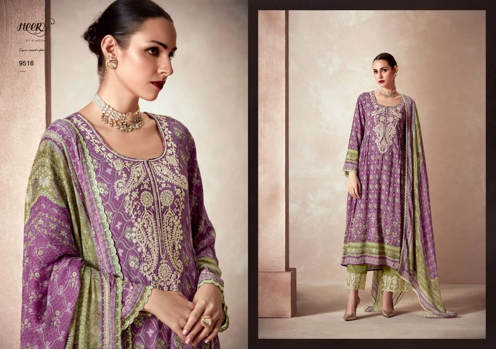 Kimora Fashion Heer Elaheh Pashmina Digital Print With Designer Catalog — Wholesale Dress Material, Kimora wholesale from Surat - Gallery Image 6