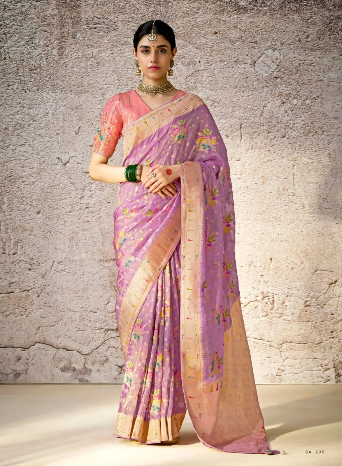 Kimora Kashi Kora Banarasi Saree With Delicate Floral Patterns — Wholesale Sarees, Kimora wholesale from Surat - Gallery Image 10
