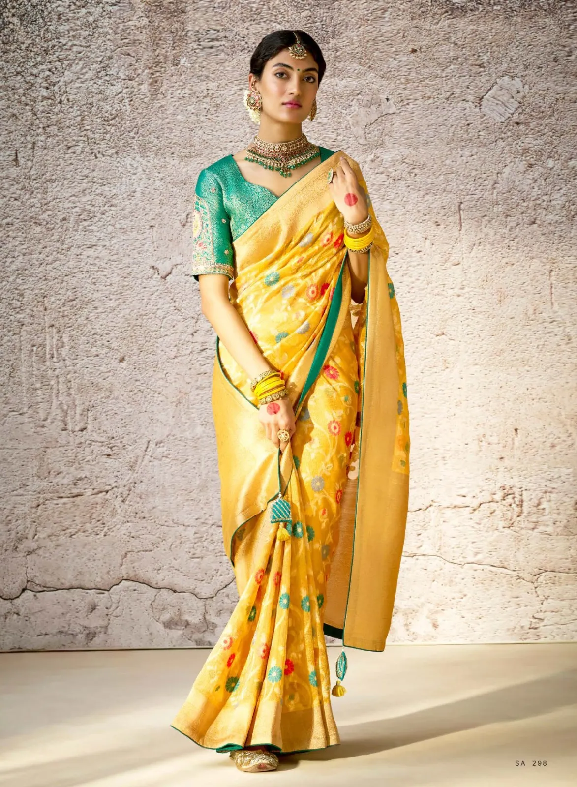 Kimora Kashi Kora Banarasi Saree With Delicate Floral Patterns — Wholesale Sarees, Kimora wholesale from Surat - Gallery Image 11