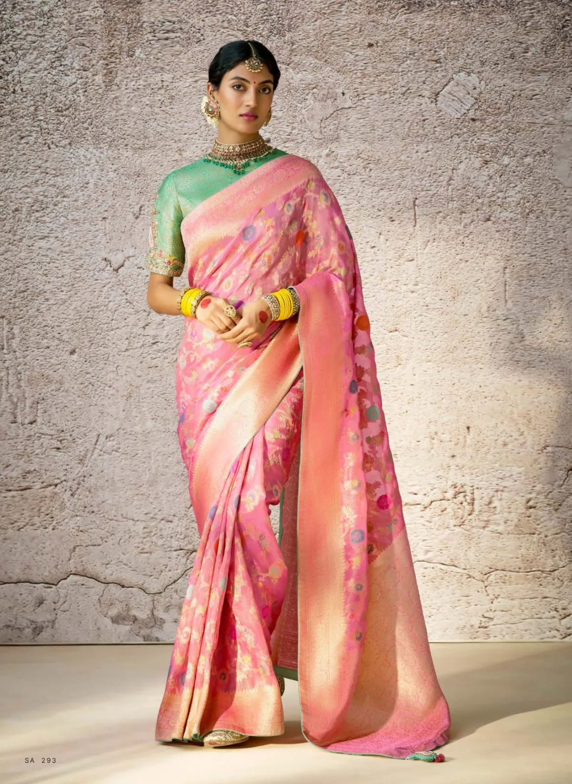Kimora Kashi Kora Banarasi Saree With Delicate Floral Patterns — Wholesale Sarees, Kimora wholesale from Surat - Gallery Image 3