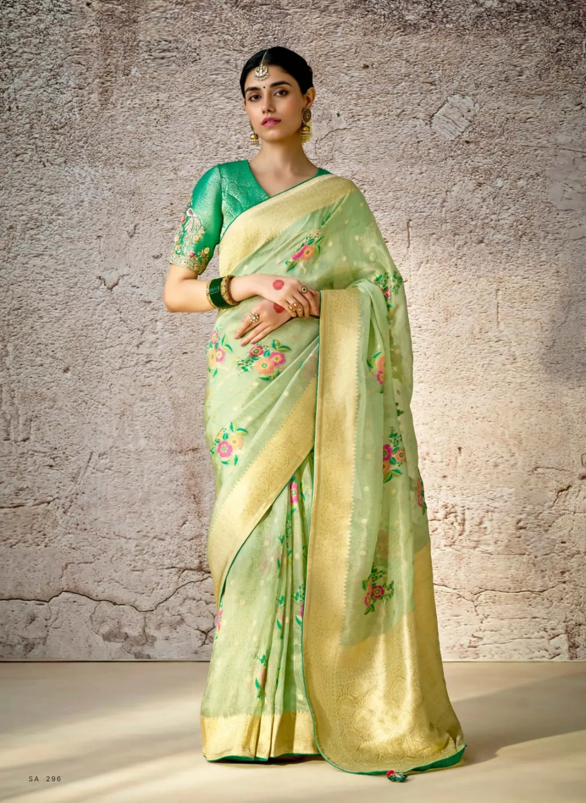 Kimora Kashi Kora Banarasi Saree With Delicate Floral Patterns — Wholesale Sarees, Kimora wholesale from Surat - Gallery Image 4