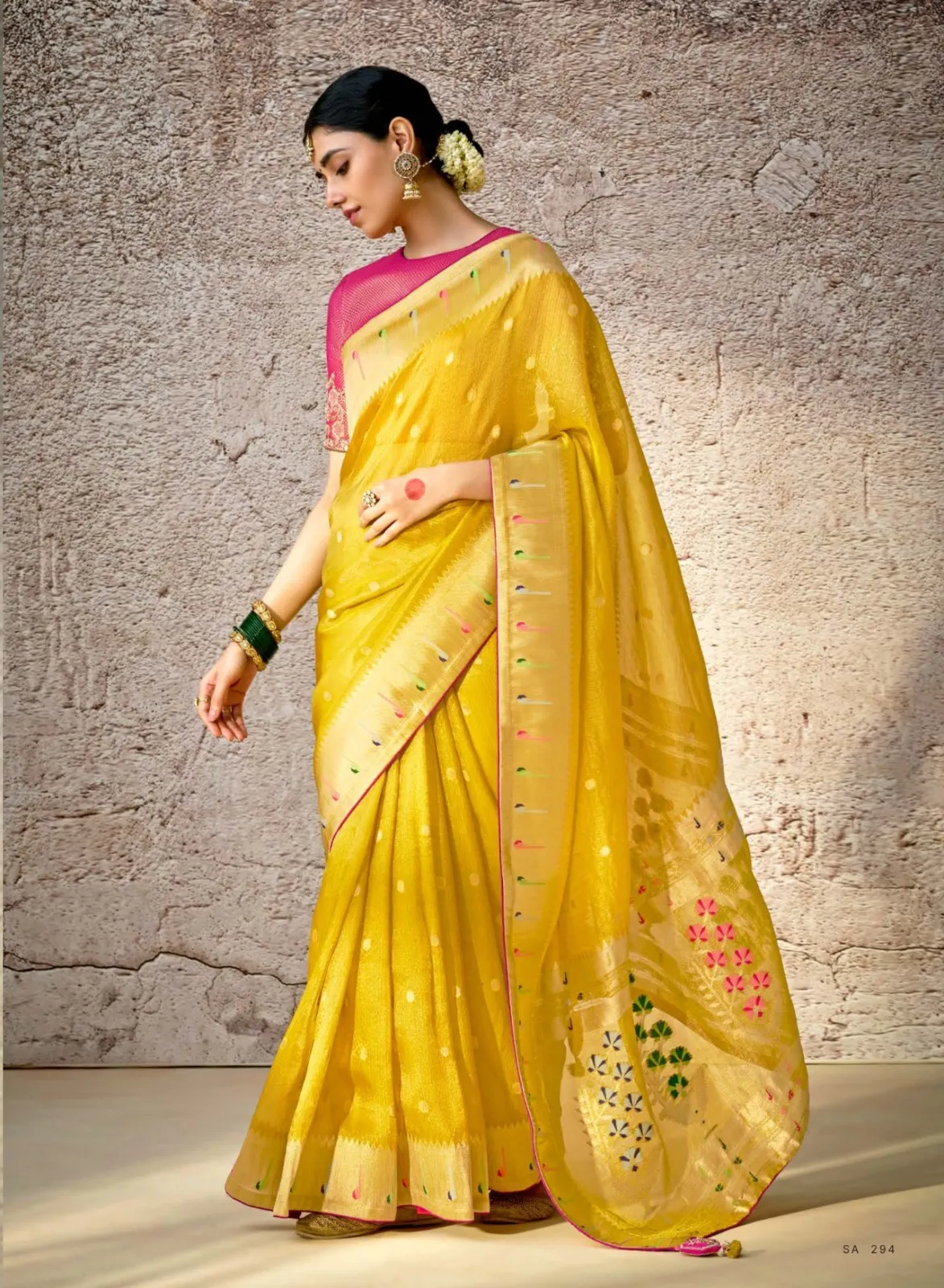 Kimora Kashi Kora Banarasi Saree With Delicate Floral Patterns — Wholesale Sarees, Kimora wholesale from Surat - Gallery Image 5