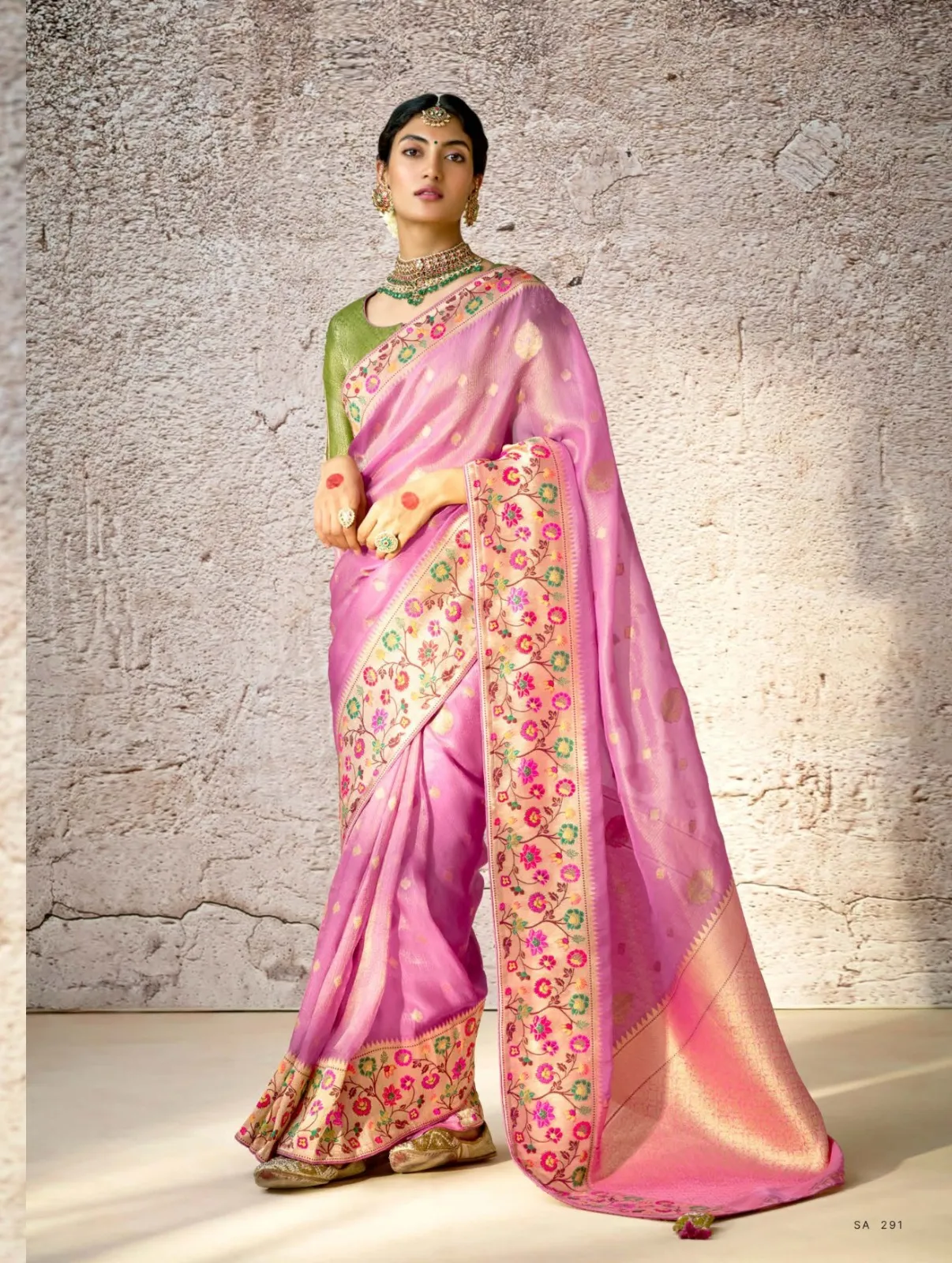 Kimora Kashi Kora Banarasi Saree With Delicate Floral Patterns — Wholesale Sarees, Kimora wholesale from Surat - Gallery Image 6