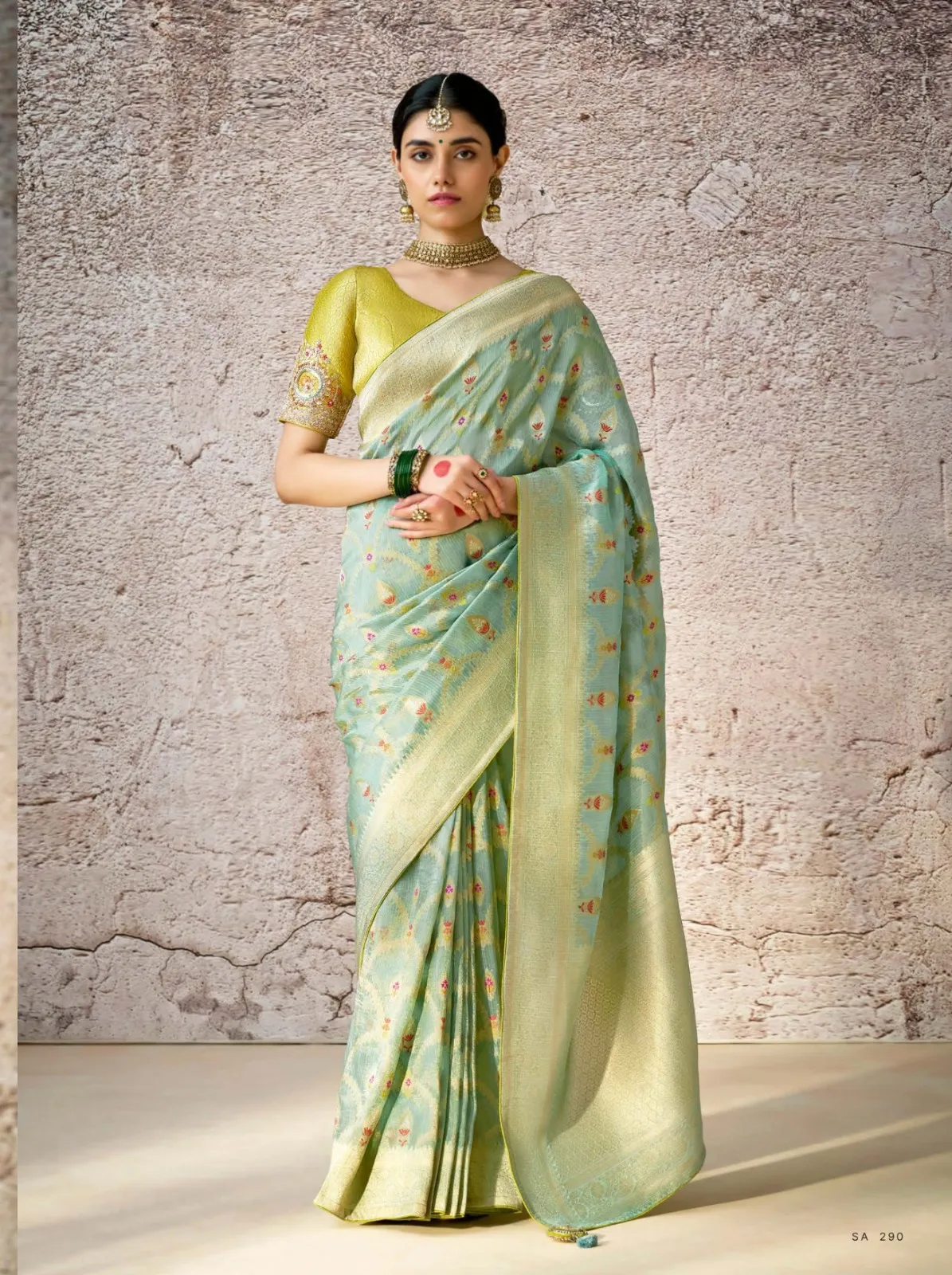 Kimora Kashi Kora Banarasi Saree With Delicate Floral Patterns — Wholesale Sarees, Kimora wholesale from Surat - Gallery Image 7