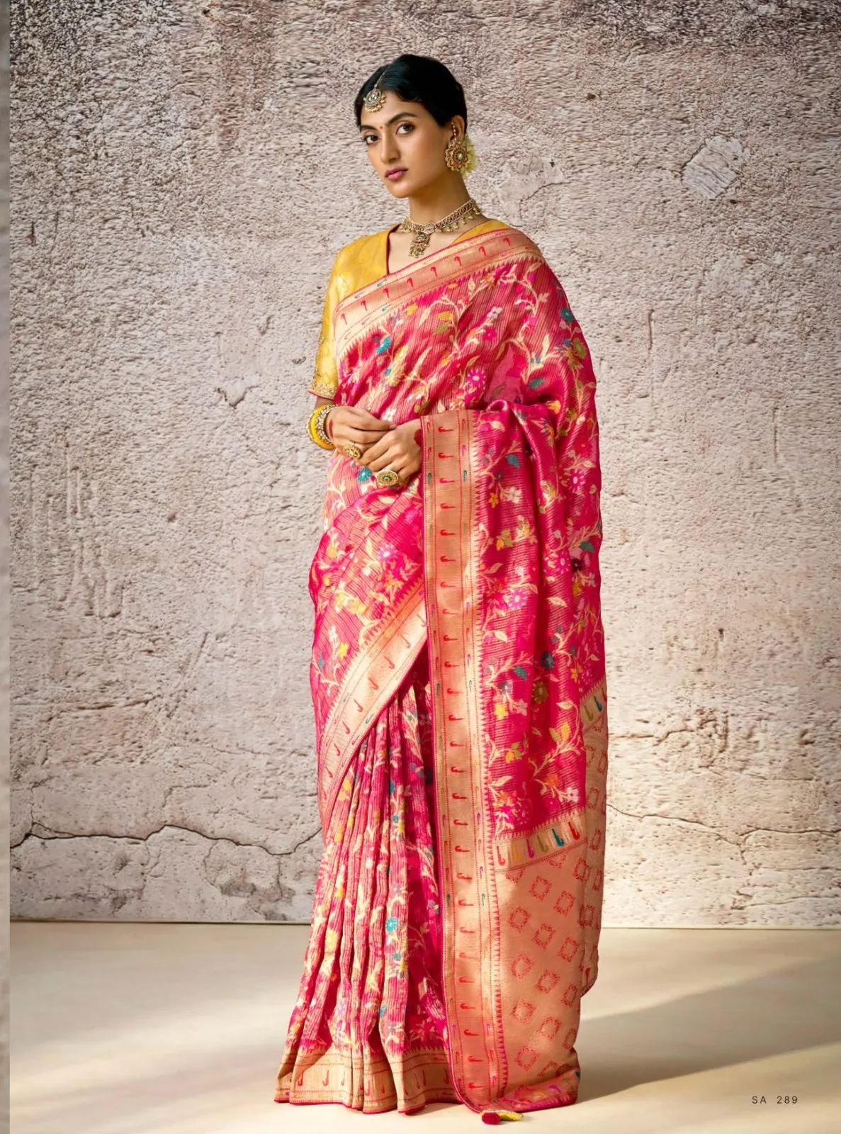 Kimora Kashi Kora Banarasi Saree With Delicate Floral Patterns — Wholesale Sarees, Kimora wholesale from Surat - Gallery Image 9