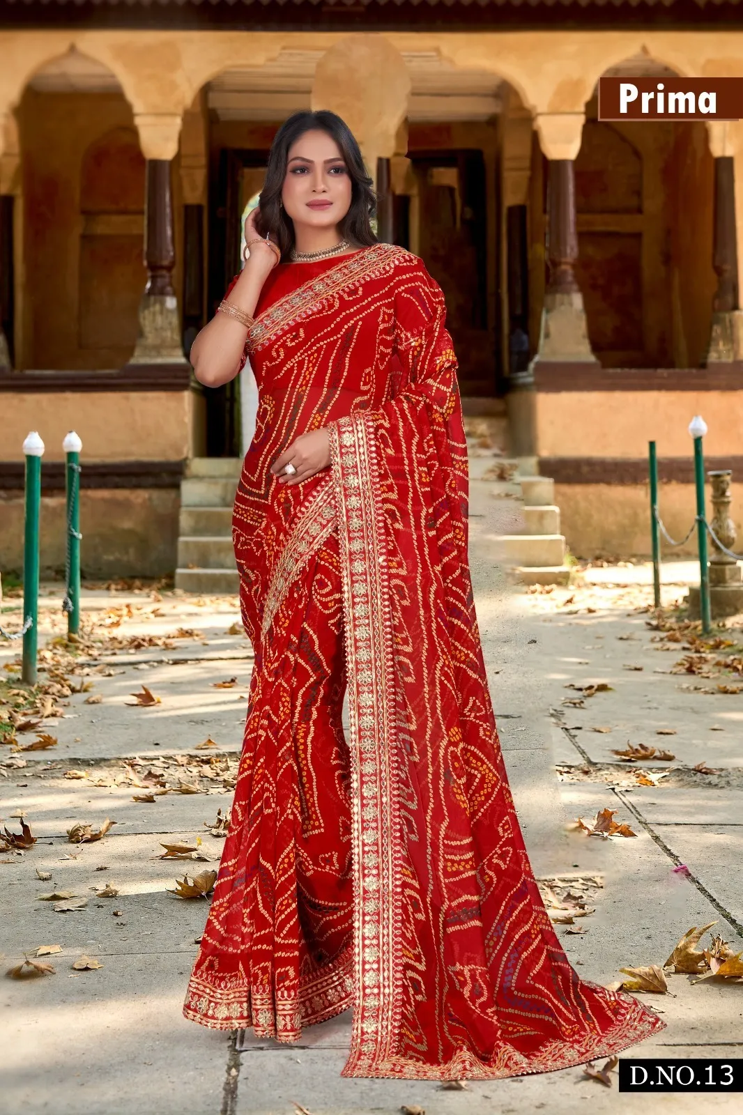 Prima Bandhani Print Georgette Designer Sarees