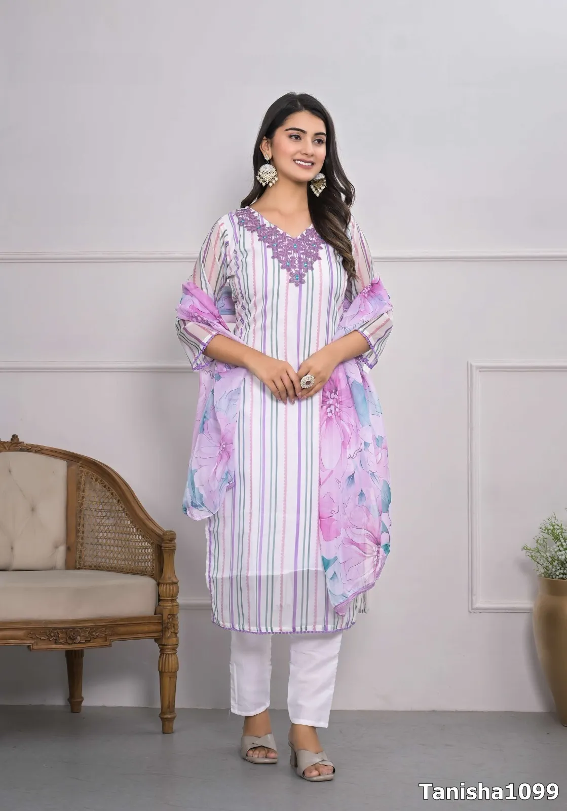 Tanisha Vol 15 Embroidery Work Readymade Kurti Pant With Dupatta — Wholesale Readymade Suit, Vardan Ethnic wholesale from Surat — view 1
