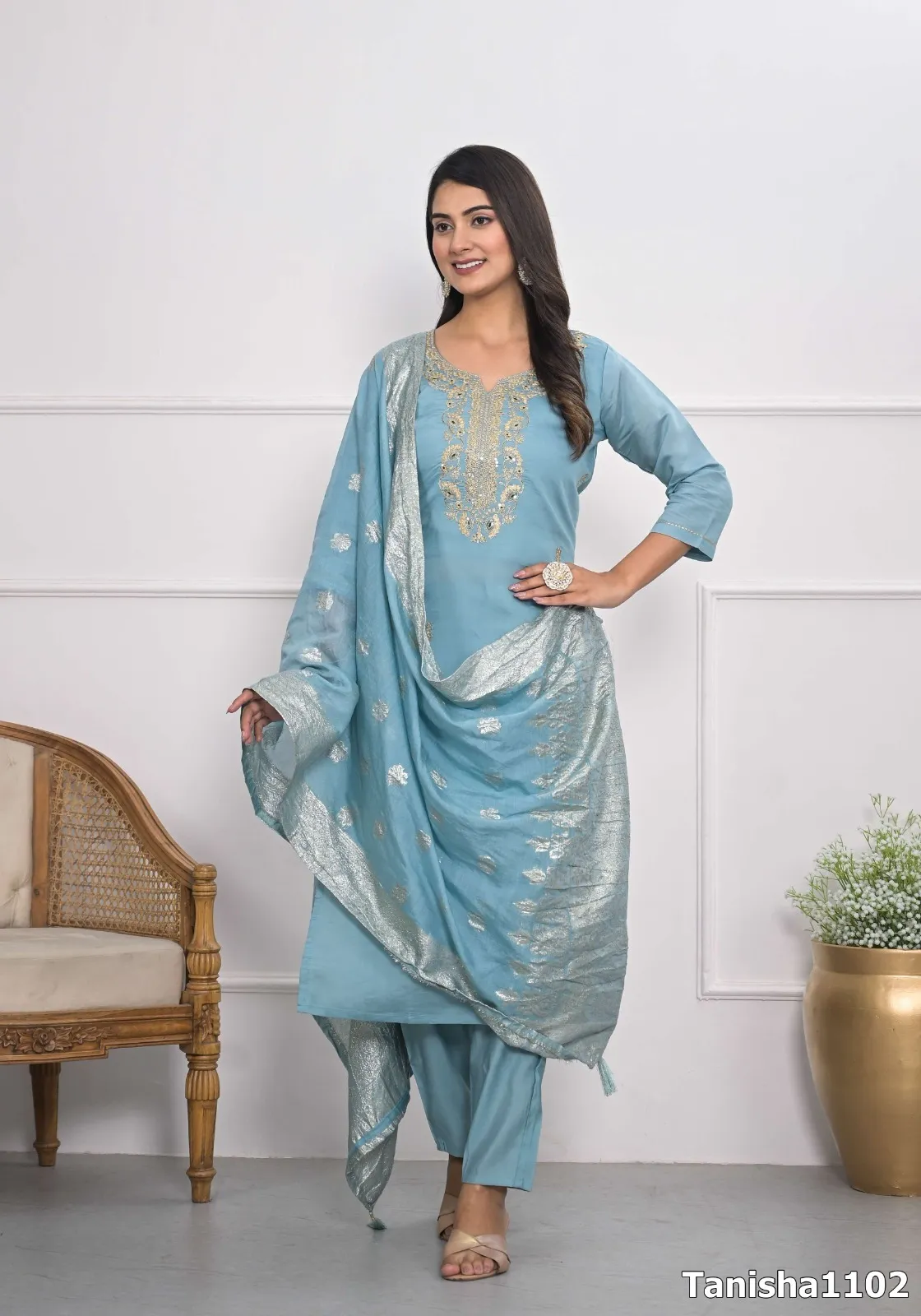 Tanisha Vol 15 Embroidery Work Readymade Kurti Pant With Dupatta
