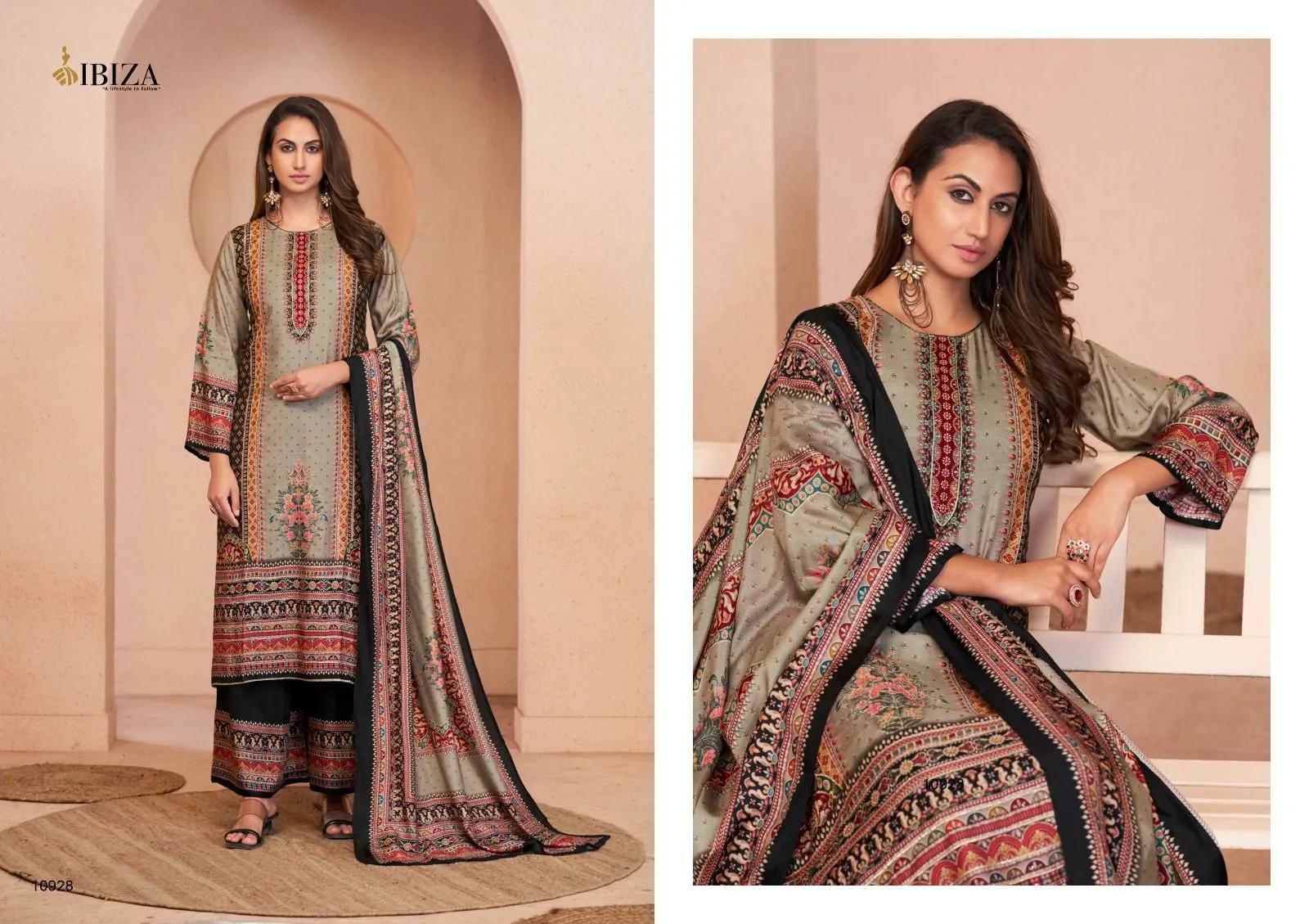 Umber Muslin Digital Print Wholesale Unstitched Salwar Suit Collection — Wholesale Dress Material, Ibiza wholesale from Surat — view 5