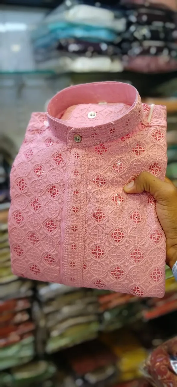 Vardan Ethnic Wedding Rayon Chikan work Wholesale Designer Kurta Pajama Collection