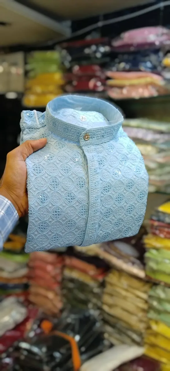 Vardan Ethnic Wedding Rayon Chikan work Wholesale Designer Kurta Pajama Collection