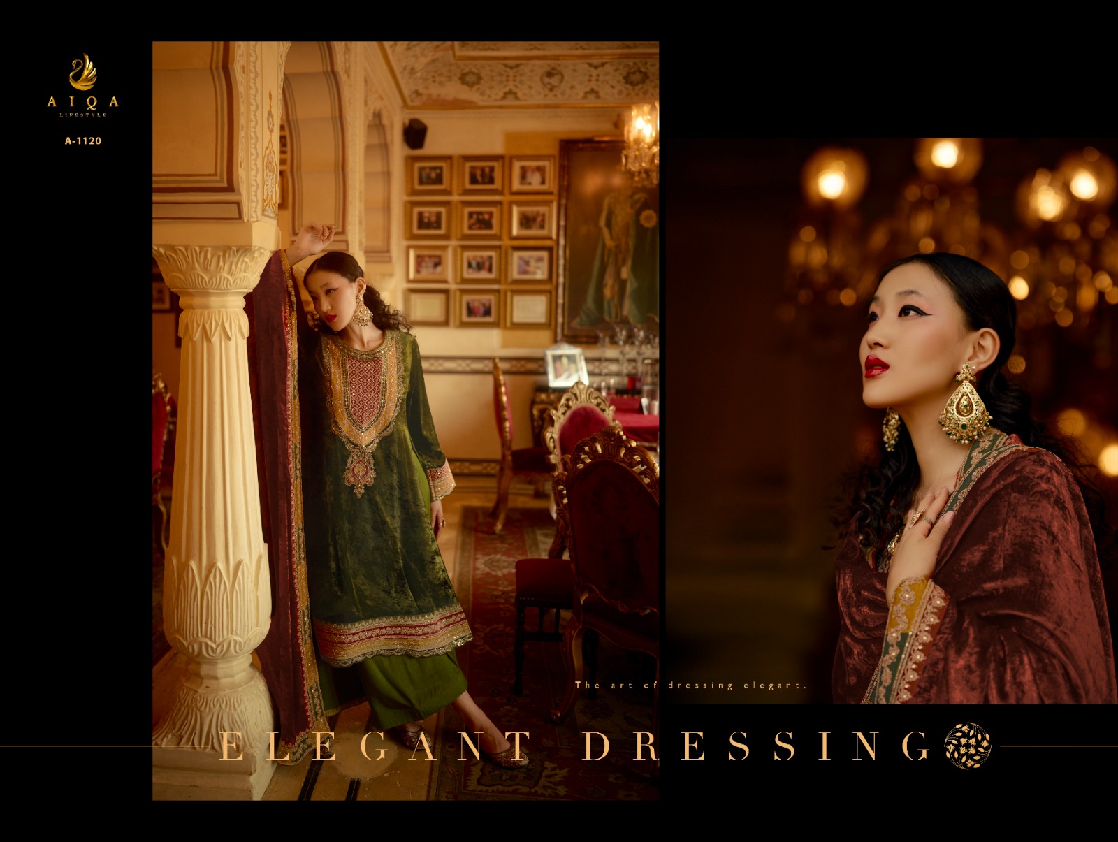 AIQA Presents Surkh Pure Velvet With Fancy Work Wholesale Designer Salwar Suits Collection - Image 11