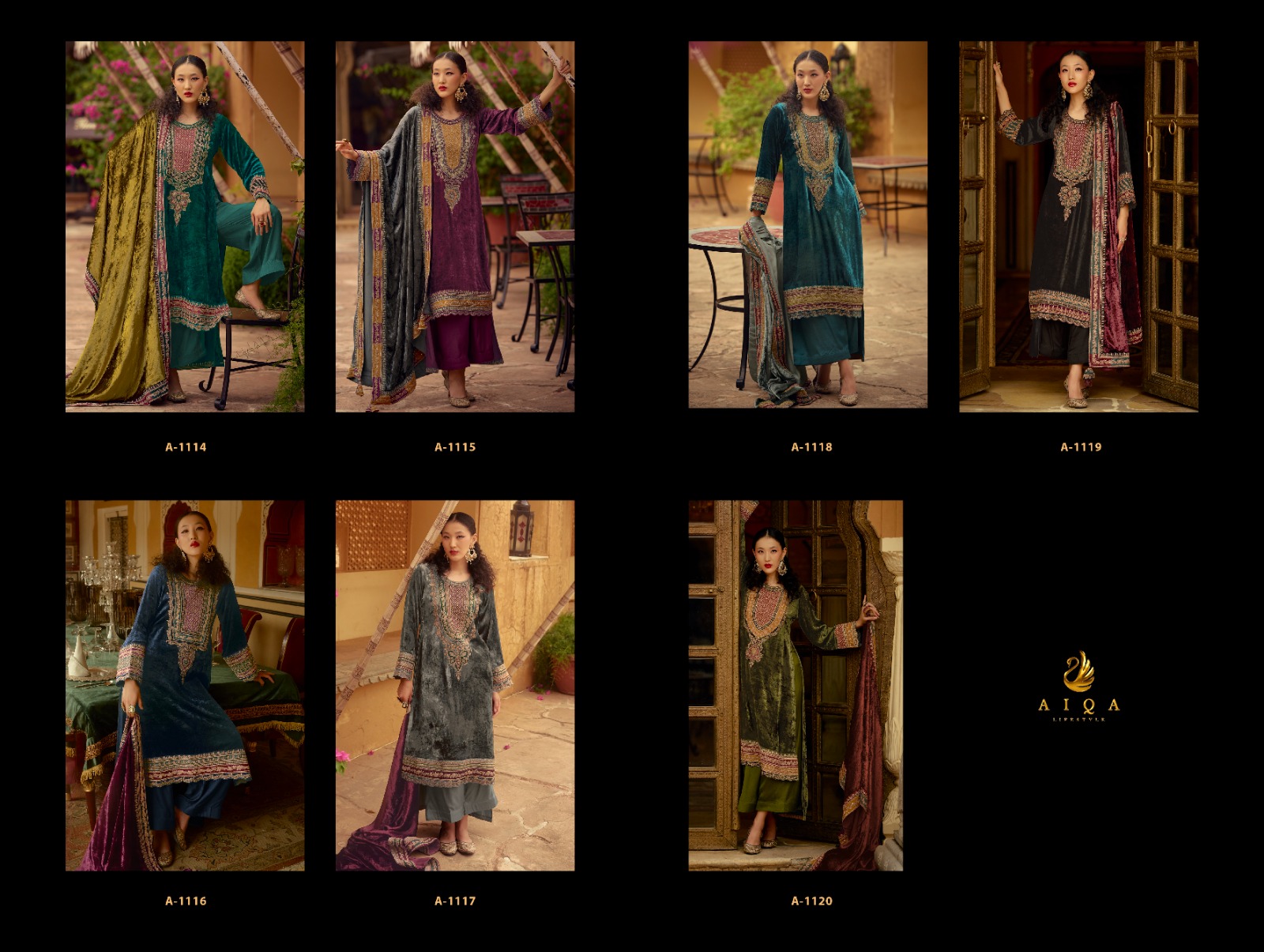 AIQA Presents Surkh Pure Velvet With Fancy Work Wholesale Designer Salwar Suits Collection - Image 12