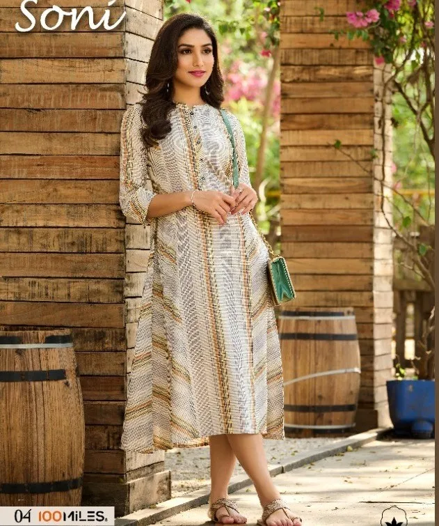 100 Miles Soni Cotton Fancy Printed Wholesale Kurtis Collection