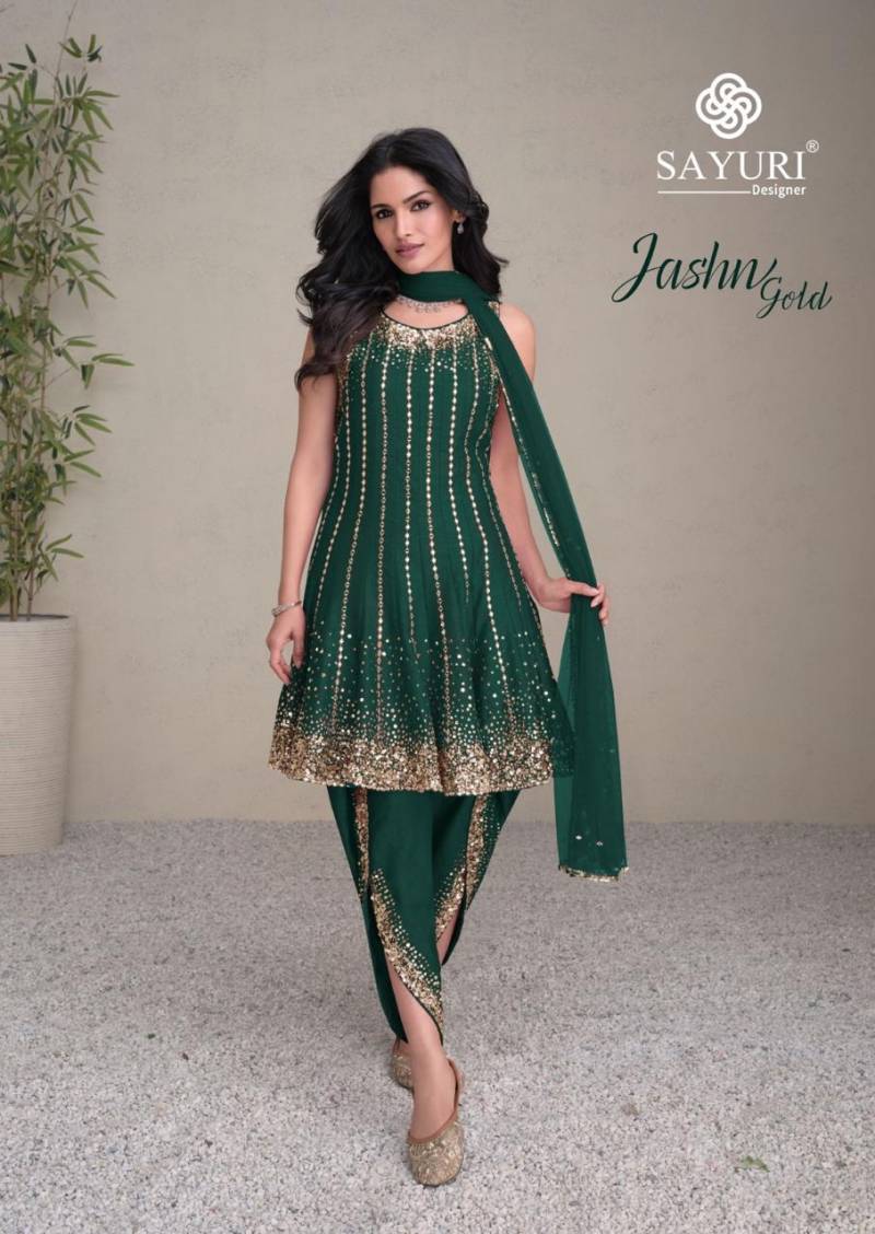 Sayuri Jashn Gold Premium Silk Wholesale Designer Top With Dhoti Collection