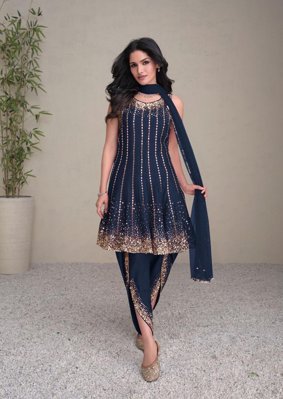 Sayuri Jashn Gold Premium Silk Wholesale Designer Top With Dhoti Collection - Image 5