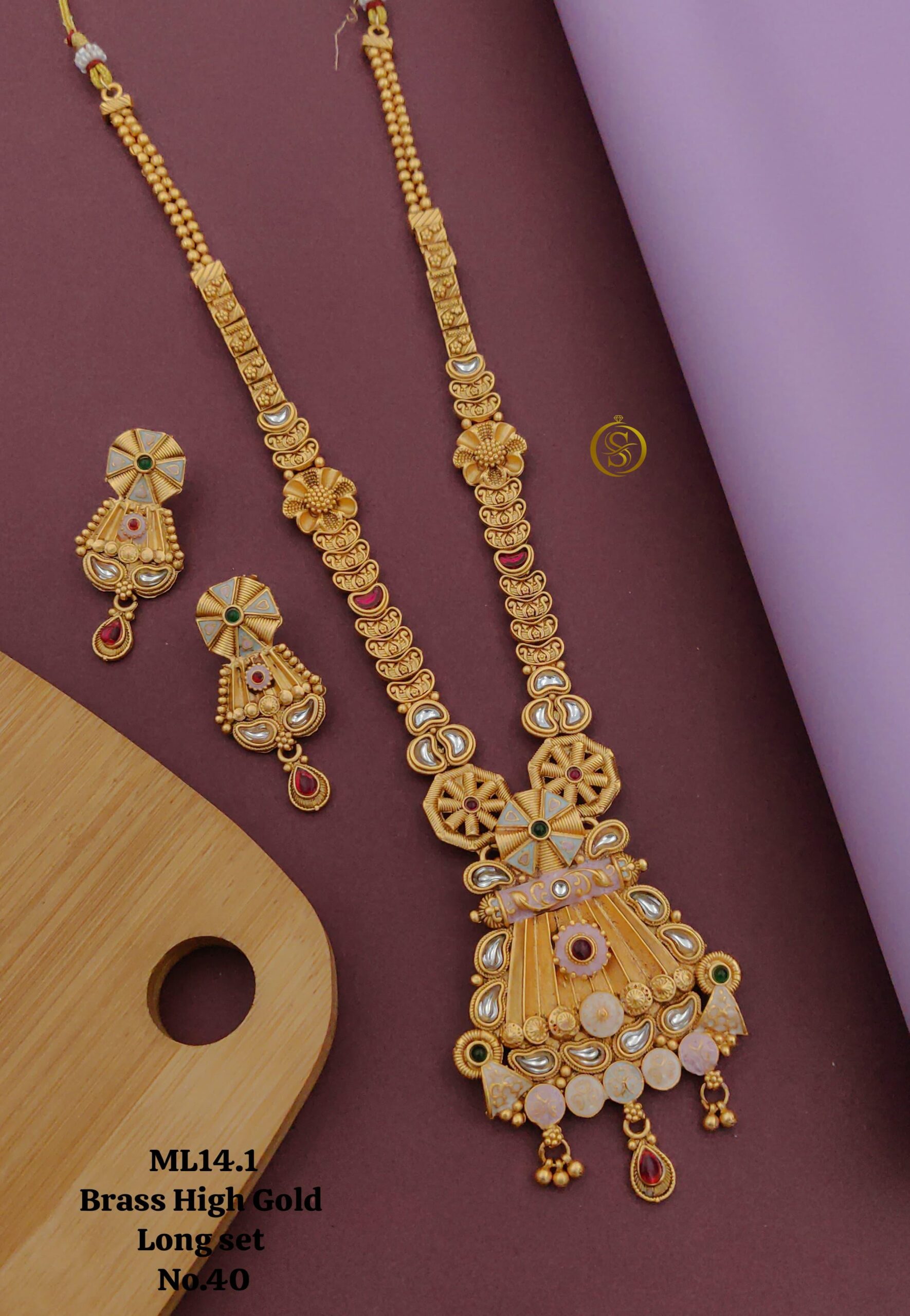 Shop Online Wholesale Jewllery Brass High Gold Long Necklace Set (1)