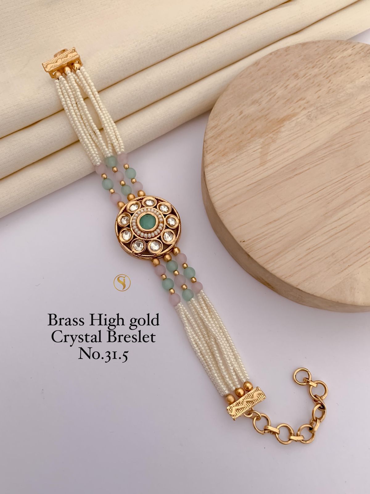 VE Elegant Brass High Gold Crystal Bracelet Jewelry Collection (3)