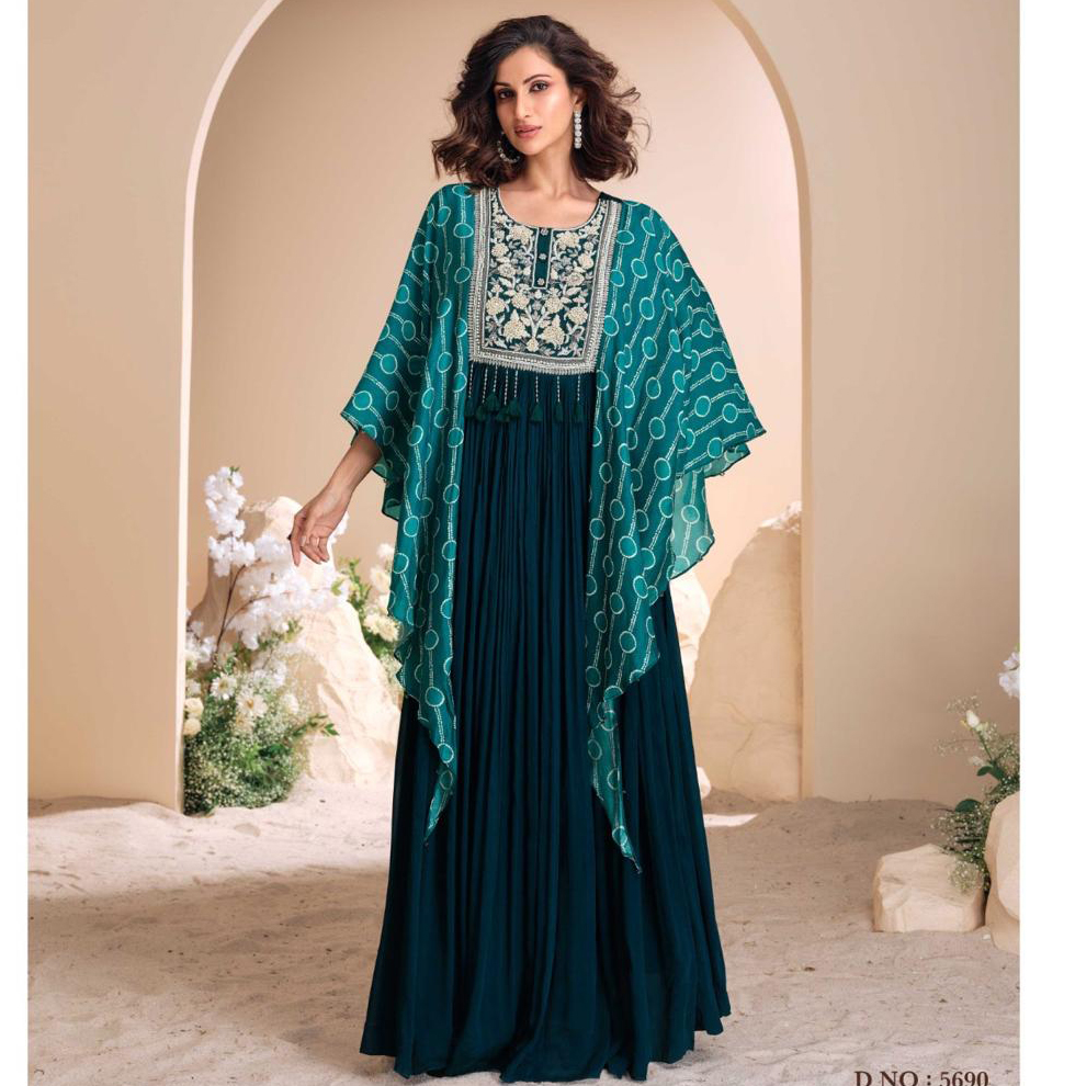 Sayuri Mohey Chinon Silk Embroidered Wholesale Fancy Gown Catalog