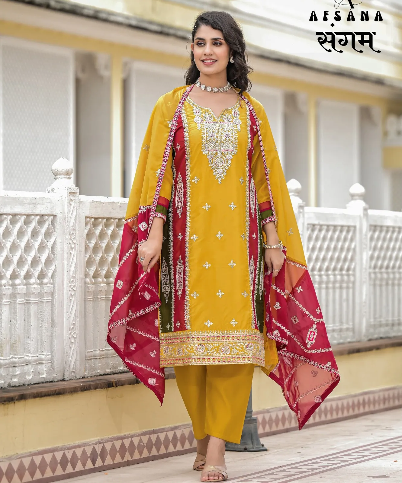 Afsana Sangam Organza Wholesale Readymade Salwar Suit Collection