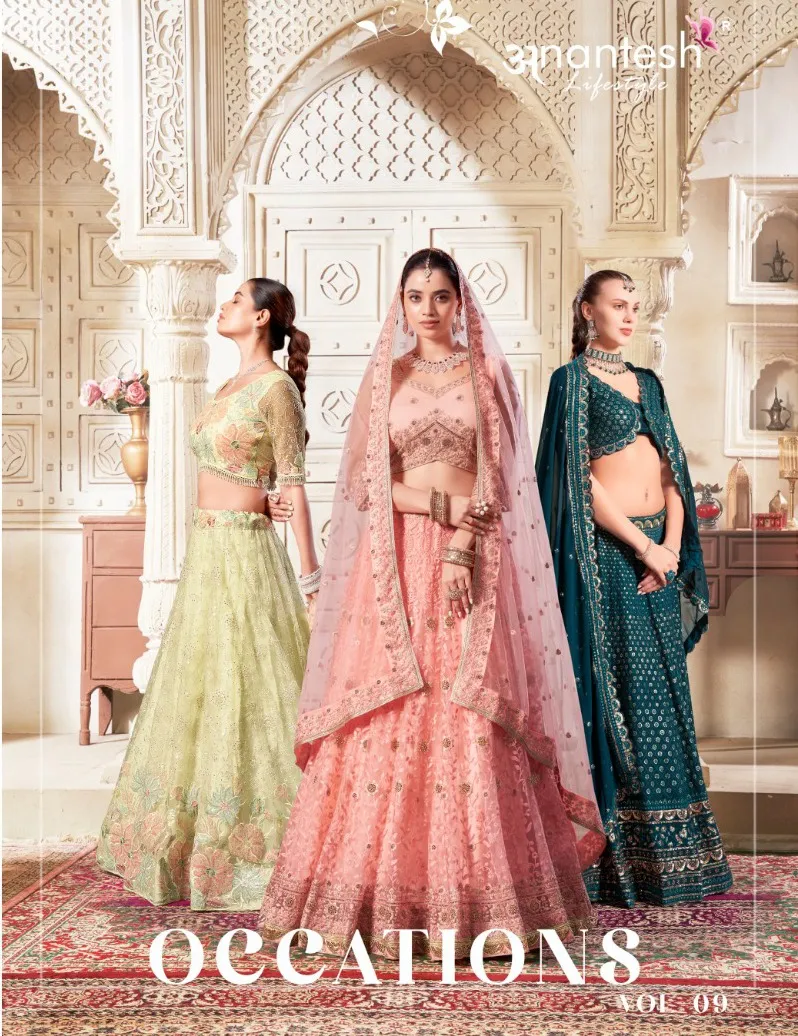 Anantesh Occations Vol-09 Premium Net Wholesale Designer Lehenga Collection